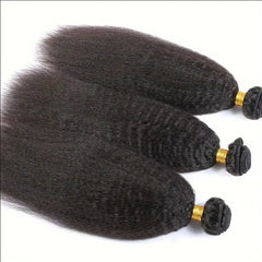 Kinky Straight Human Hair Weave Bundles Deal Raw Virgin Hair Double Weft Yaki Straight Hair Extensions With Closure Frontal