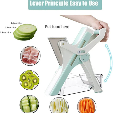 LMETJMA Adjustable Mandoline Slicer Stainless Steel Vegetable Slicer Julienne Safe Vegetable Dicer Onion Carrot Slicer KC0420