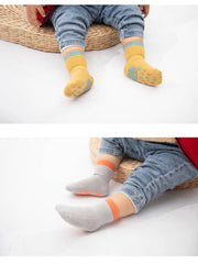 3 Pairs/lot Children's Socks Solid Striped Spring Boy Rubber Anti Slip Newborn Baby Floor Socks Cotton Infant Socks For Girls
