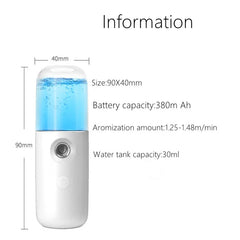 Mini 30mL Face Steamer USB Rechargeable Nano Facial Mister Beauty Portable Humidifier Diffuser Moisturizing Skin Care Tools