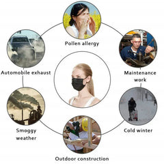 Black Disposable Mask Industrial 3 Layer Ply Filter Mask Adult Adjustable Mouth Face Masks Mascarillas Quirurgicas Homologadas