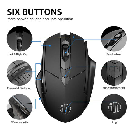 Bluetooth Compatible Mouse Rechargeable 2.4G INPHIC PM6 Wireless Mouse Office Mute Support PC Laptop Tablet Smartphone Universal