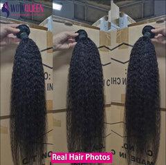 Kinky Straight Human Hair Weave Bundles Deal Raw Virgin Hair Double Weft Yaki Straight Hair Extensions With Closure Frontal