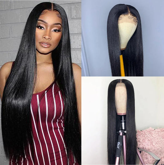 Ready to Ship Cheap 10A Silk Straight 13x6 HD Transparent Lace Front Lace 100% Nature Indian Hair Remy Human Hair Wigs for Women