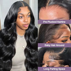 6x4 Transparent Lace 150% 180% 250% Density Bleached Knots Pre-Plucked for Women Body Wave Human Hair Wig Lace Front