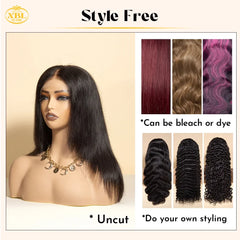 Free Shipping 250% Density Full End Thick Layered bob Wig 5x5 hd Lace Closure Cuticle Aligned Raw Virgin Human Hair Wig