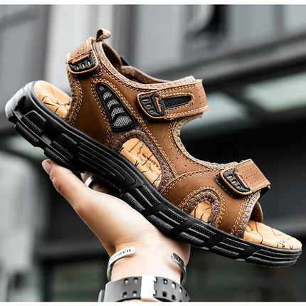 Brand Classic Mens Sandals Summer Genuine Leather Sandals Men Outdoor Casual Lightweight Sandal Fashion Men Sneakers Size 38-46