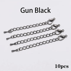 10pcs/lot 50 70mm Tone Extended Extension Tail Chain Lobster Clasps Connector For DIY Bracelet Necklace Jewelry Making Findings
