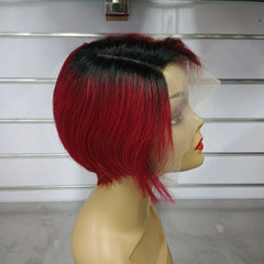 8 Inch 13*4 Pixie Short Straight Remy Hair Wig French Lace Base Material Transparent Lace Front Human Hair Frontal Extension