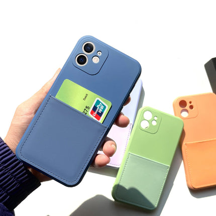 Liquid Silicone PU Leather Black Case With Card Slot - For iPhone X / Xs