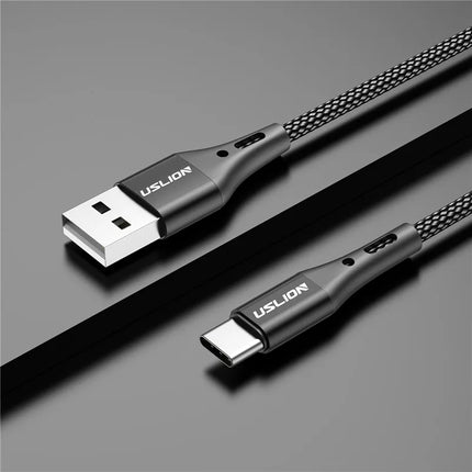 USLION 3A USB Type C Cable Fast Charging Wire for Samsung Galaxy S8 S21 Plus Xiaomi mi11 Huawei Mobile Phone USB C Charger Cable