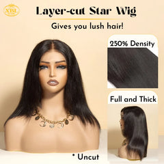 Free Shipping 100% Pure Natural 16 18 20"cuticle Aligned 5x5 hd Lace Closure Raw Virgin Layers  Human Hair Wig for Black Women