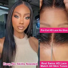 13x6 Raw Indian Lace Frontal Human Hair Wig ,HD Transparent Full Lace Frontal Wigs, Brazilian Straight Curly Wig for Black Women