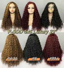 Human Hair Peluca,250 Density Human Hair Wig,SDD 22 Inch Luxury Curl 5X5 Lace Closure Nature Color Wig