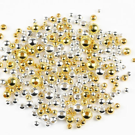 JHNBY Gold Plated Metal beads 2/3/4/5/6/8MM Round Iron Spacer Loose Beads For Jewelry Bracelets Necklace Making DIY Accessories