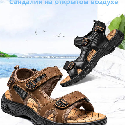 Brand Classic Mens Sandals Summer Genuine Leather Sandals Men Outdoor Casual Lightweight Sandal Fashion Men Sneakers Size 38-46