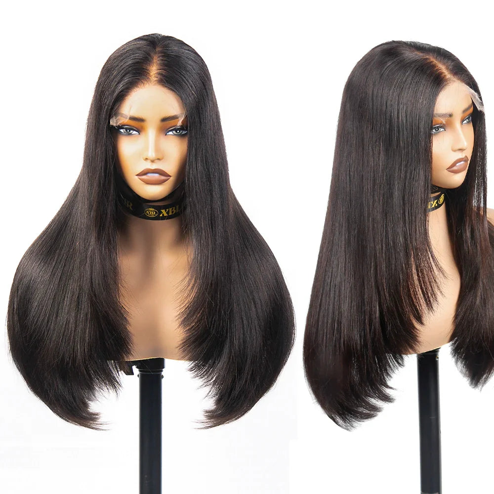 Free Shipping 250% Density Full End Thick Layered bob Wig 5x5 hd Lace Closure Cuticle Aligned Raw Virgin Human Hair Wig