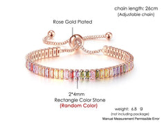 Adjustable Multicolor Tennis Bracelets for Women Ladies Wedding Rainbow Colorful Zircon Charm Bracelet Hand Chain Jewelry DZH043