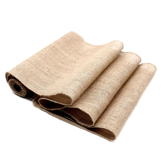 30cm Width Jute Linen Vintage Natural Table Runner  Burlap Rustic Khaki Party Country Wedding Decoration Chair Decor