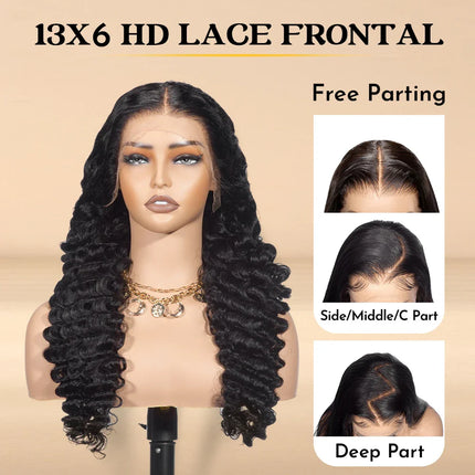 Hair Salon Best Choice JP 200 Density Preplucked Cambodian Long Body Wave 13x6 HD Lace Frontal Virgin Raw Human Hair Wig