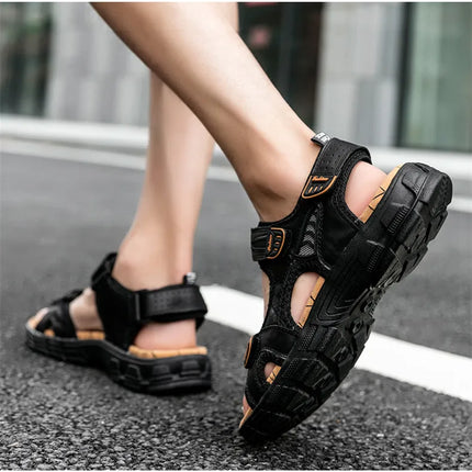 Brand Classic Mens Sandals Summer Genuine Leather Sandals Men Outdoor Casual Lightweight Sandal Fashion Men Sneakers Size 38-46