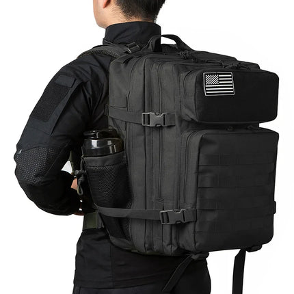 QT&QY 50L Tactical Backpack survival Bag Hunting MOLLE Backpack GYM For Men EDC Outdoor Hiking Rucksack Witch Bottle Holder