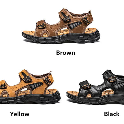 Brand Classic Mens Sandals Summer Genuine Leather Sandals Men Outdoor Casual Lightweight Sandal Fashion Men Sneakers Size 38-46