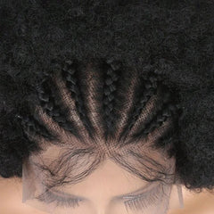 13x4 Lace Front Afro Short Curly Wig Human Hair Precolored Front Braided Afro Curly Human Hair Wig Brazilian Bouncy Curly Hair