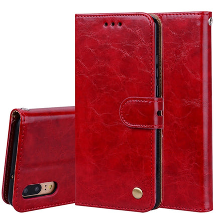 For Huawei P20 Business Style Oil Wax Texture Horizontal Flip Leather Case with Holder & Card Slots & Wallet, For Huawei P20