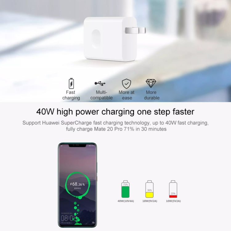 Original Huawei SuperCharge Wall Charger, 40W Max Fast Charging Version