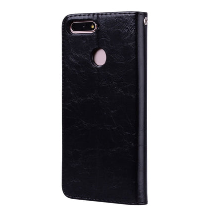 Business Style Oil Wax Texture Horizontal Flip Leather Case for Huawei Honor 7A (with fingerprint hole), with Holder & Card Slots & Wallet
