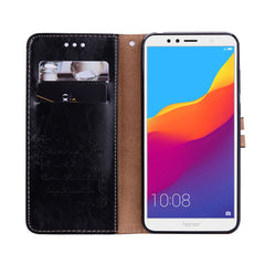 Business Style Oil Wax Texture Horizontal Flip Leather Case for Huawei Honor 7A (with fingerprint hole), with Holder & Card Slots & Wallet, For Huawei Honor 7A