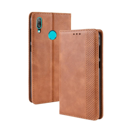 Magnetic Buckle Retro Texture Horizontal Flip Leather Case for Huawei Y7 (2019) / Y7 Prime (2019), with Holder & Card Slots & Wallet