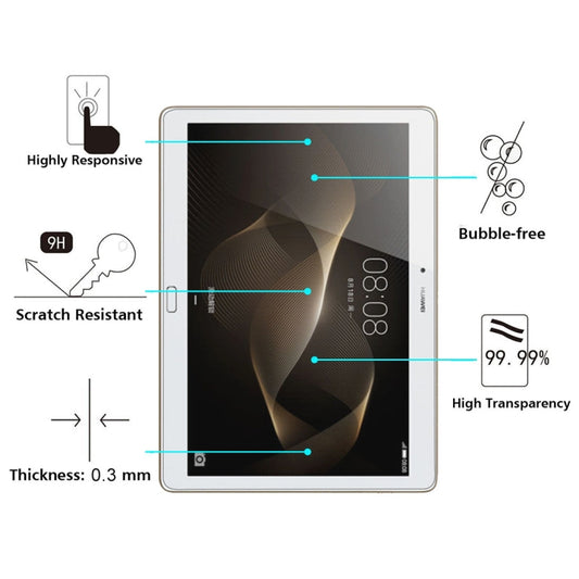 For Huawei MediaPad M2 10.0 0.3mm 9H Hardness Tempered Glass Screen Film, For M2 10.0