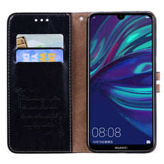 Business Style Oil Wax Texture Horizontal Flip Leather Case for Huawei Y7 (2019), with Holder & Card Slots & Wallet, For Huawei Y7 (2019)