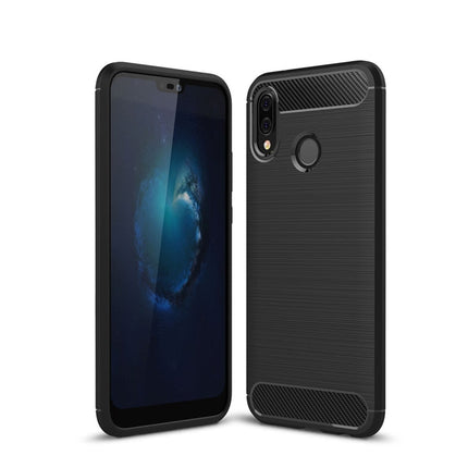For Huawei  P20 Lite Brushed Texture Carbon Fiber Shockproof TPU Protective Back Case