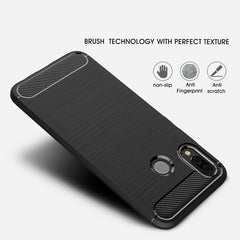 For Huawei  P20 Lite Brushed Texture Carbon Fiber Shockproof TPU Protective Back Case , Huawei P20 Lite