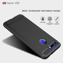 Brushed Texture Carbon Fiber Shockproof TPU Case for Huawei Honor View 20, For Huawei Honor View 20, Huawei Honor View 20, For Honor View 20