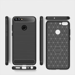 For Huawei  P smart / Enjoy 7S Brushed Texture Carbon Fiber Shockproof TPU Protective Back Case, Huawei P smart / Enjoy 7S, For Huawei P smart / Enjoy 7S, For P smart / Enjoy 7S