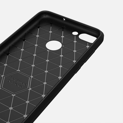 For Huawei  P smart / Enjoy 7S Brushed Texture Carbon Fiber Shockproof TPU Protective Back Case