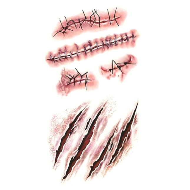 10pcs S-165 Halloween Terror Wound Realistic Scratches Injury Scar Temporary Tattoo Sticker, S-165/10pcs