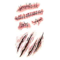 10pcs S-165 Halloween Terror Wound Realistic Scratches Injury Scar Temporary Tattoo Sticker