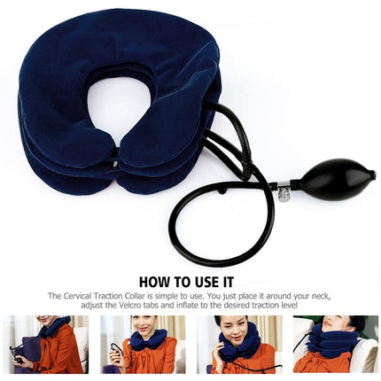 Household Full Cashmere Cervical Traction Instrument Neck Protection Inflatable Cervical Spine Massage Instrument, Full Cashmere (Black), Full Cashmere (Coffee), Full Cashmere (Grey), Full Cashmere (Blue), Full Cashmere (Purple), Full Cashmere (Rose Red)