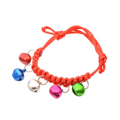 10 PCS Hand-Woven Adjustable Pet Bell Collars, Adjustable Perimeter: 18-32cm, Random Color Delivery