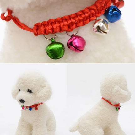 10 PCS Hand-Woven Adjustable Pet Bell Collars, Adjustable Perimeter: 18-32cm, Random Color Delivery, djustable Pet Bell Collars