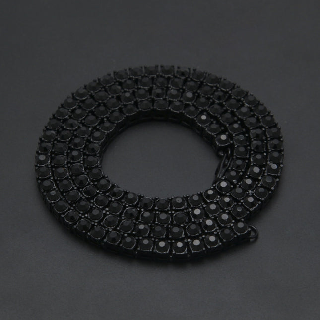 Mens Hip Hop Punk 1 Row Crystal Inlaid Alloy Necklace Chain, Size: 20 inch