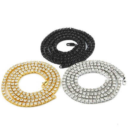Mens Hip Hop Punk 1 Row Crystal Inlaid Alloy Necklace Chain, Size: 20 inch