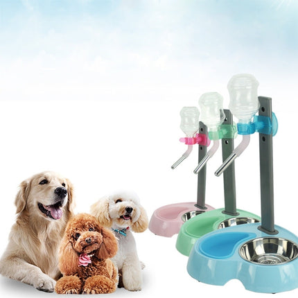 Pet Supplies Pet Dog Cat 2 in 1 Automatic Feeding & Watering Portable Pet Water Food Feeder,Random Color Delivery