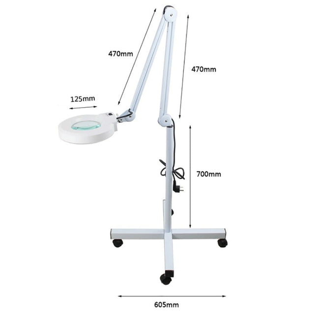 5X Foldable Swing Arm Desk Table Mount Magnifier with Lamp Light for Facial Tattoo Eyebrow Nail Salon Beauty, Cool White Light