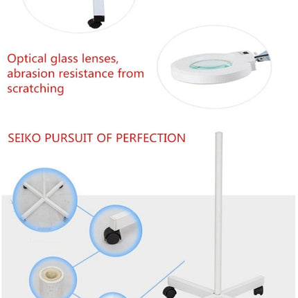 5X Foldable Swing Arm Desk Table Mount Magnifier with Lamp Light for Facial Tattoo Eyebrow Nail Salon Beauty, Cool White Light